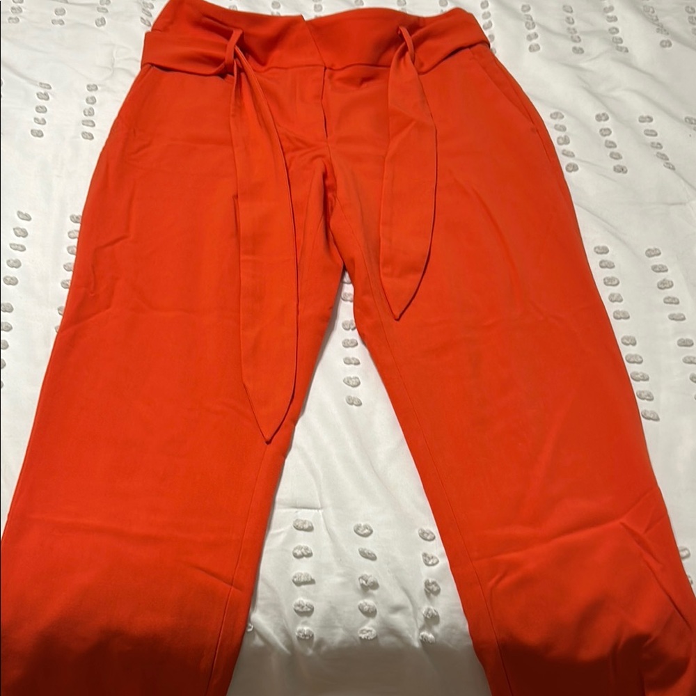 DKNY - Bright Orange Tie-Waist Pants